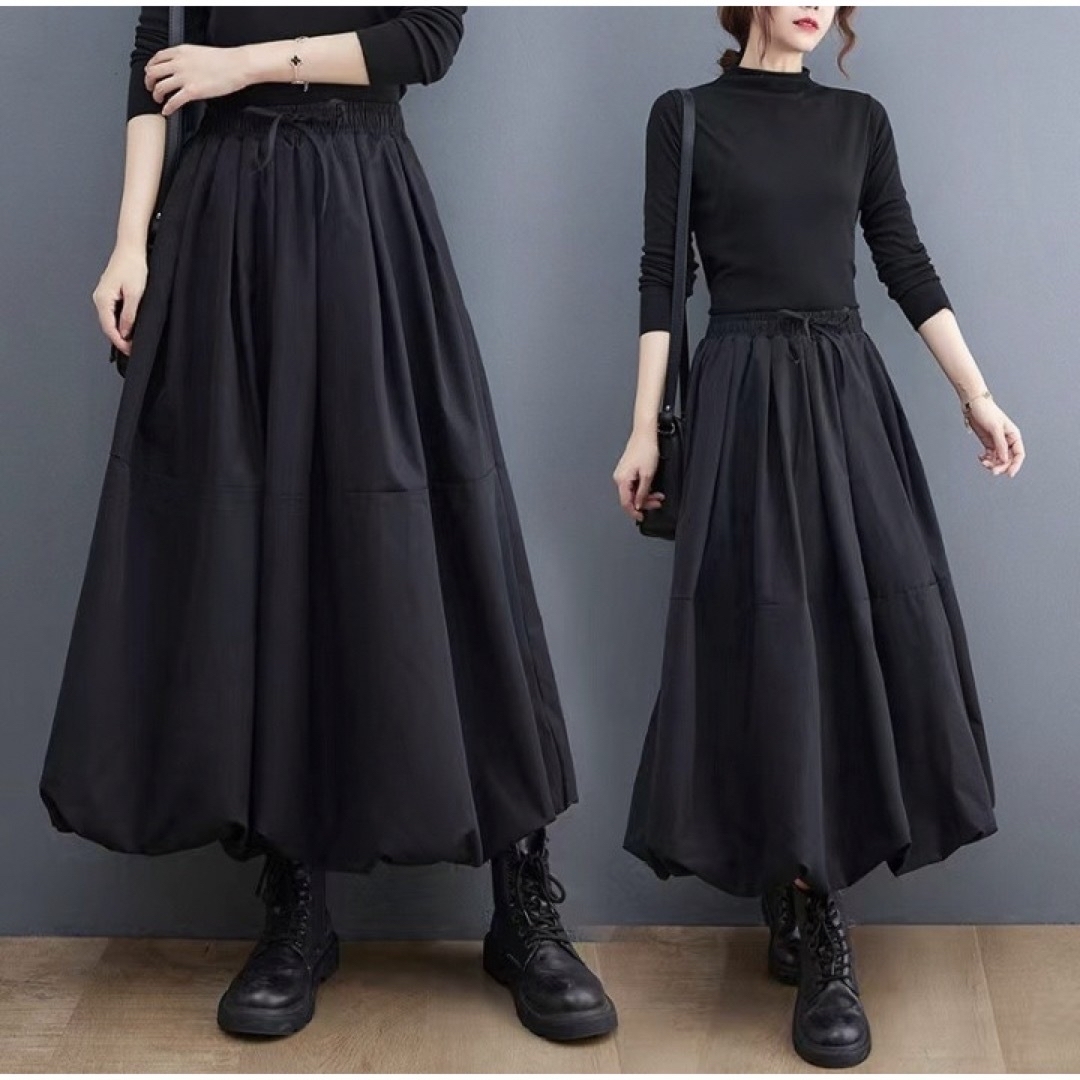 ⭐️即購入可⭐️バルーン スカート フレアスカート ブラック 大人コーデ レディースのスカート(ロングスカート)の商品写真