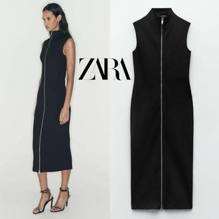 ザラ(ZARA)の17 ZARA ジッパー ミディワンピース XS(ロングワンピース/マキシワンピース)