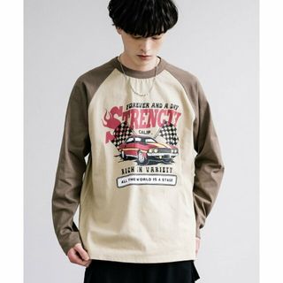 ロッキーモンロー(Rocky Monroe)の【B51.ベージュ】16/-天竺ラグランプリントロングスリーブTシャツ(カットソー(長袖/七分))