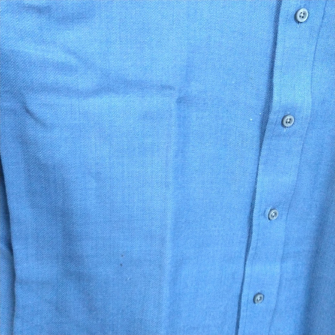 LANVIN COLLECTION(ランバンコレクション)の【LANVIN】ランバン　シャツ　無地　青　M　襟　ボタン　ウール　カジュアル メンズのトップス(ポロシャツ)の商品写真