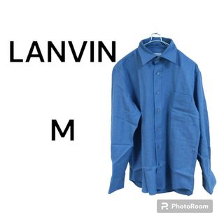 ランバンコレクション(LANVIN COLLECTION)の【LANVIN】ランバン　シャツ　無地　青　M　襟　ボタン　ウール　カジュアル(ポロシャツ)