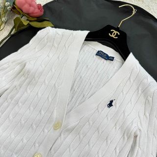 ラルフローレン(Ralph Lauren)のPOLO RALPH LAUREN カーディガン ホワイト ケーブルニット XS(カーディガン)