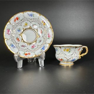 マイセン(MEISSEN)の希少 マイセン Bフォーム 金彩 宮廷の小花 モカカップ＆ソーサー1客、1級品(食器)