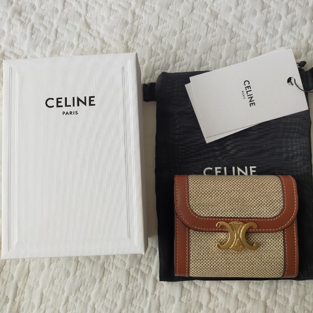 celine(セリーヌ)のCELINE トリオンフ スモール ウォレット 三つ折り財布 キャンバス レディースのファッション小物(財布)の商品写真