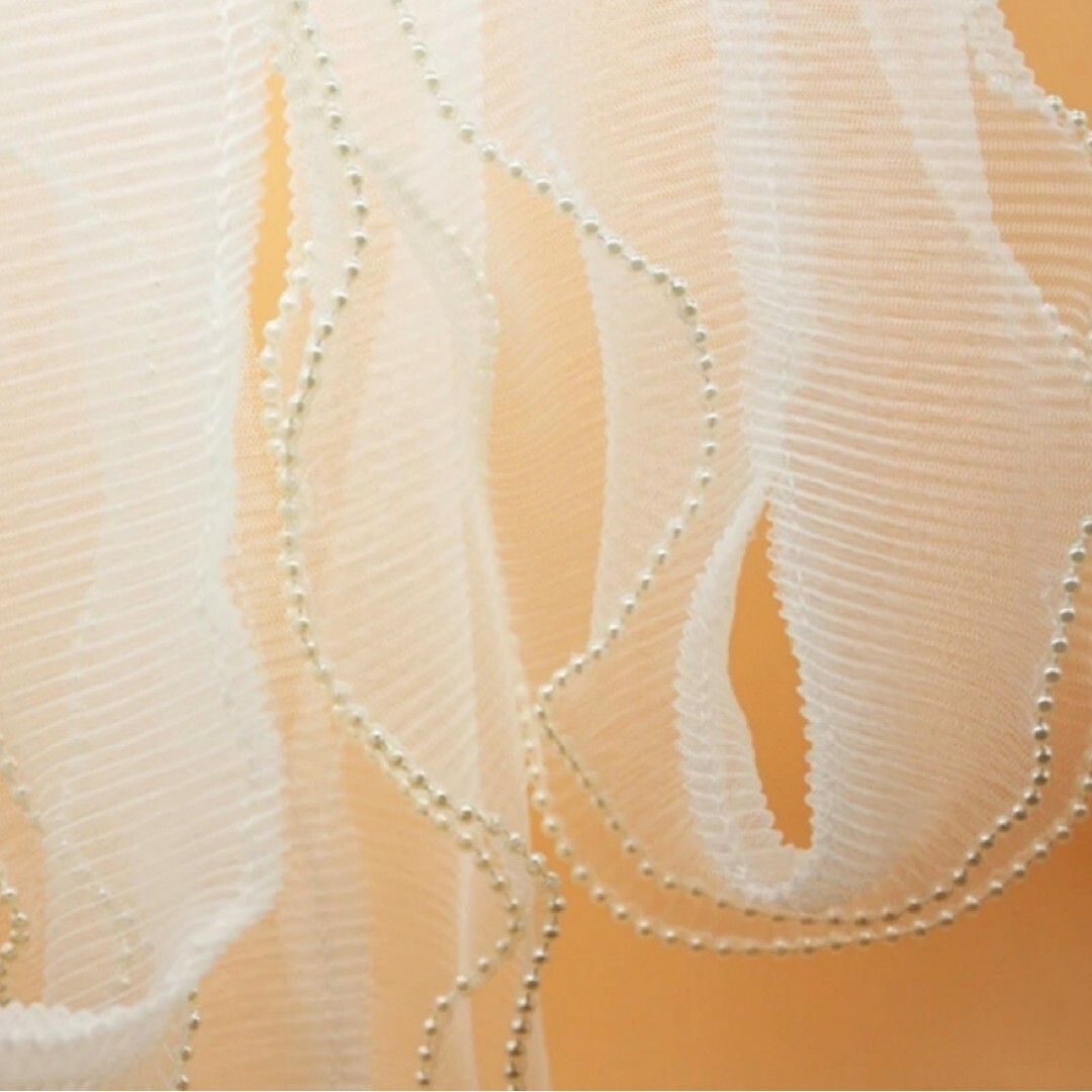 帯揚げ　チュールリボン　オーガンジー　成人式　七五三　振袖　和装　パール レディースの水着/浴衣(帯)の商品写真