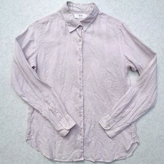 ユニクロ(UNIQLO)のユニクロ 麻 リネン 100% シャツ グレー(シャツ/ブラウス(長袖/七分))