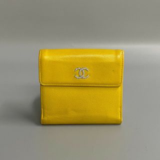 マトラッセ【美品】CHANEL シャネル ミニ財布 ライトイエロー 黄色 正規品