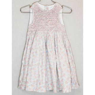 ラルフローレン(Ralph Lauren)の[ラルフローレン/Ralph Lauren]90cm ブルマ付ノースリーブワンピース 白×ピンク系 スモック刺?【中古】子供服 キッズ kids ベビー服 baby 女の子 夏 606032 onepi(ワンピース)