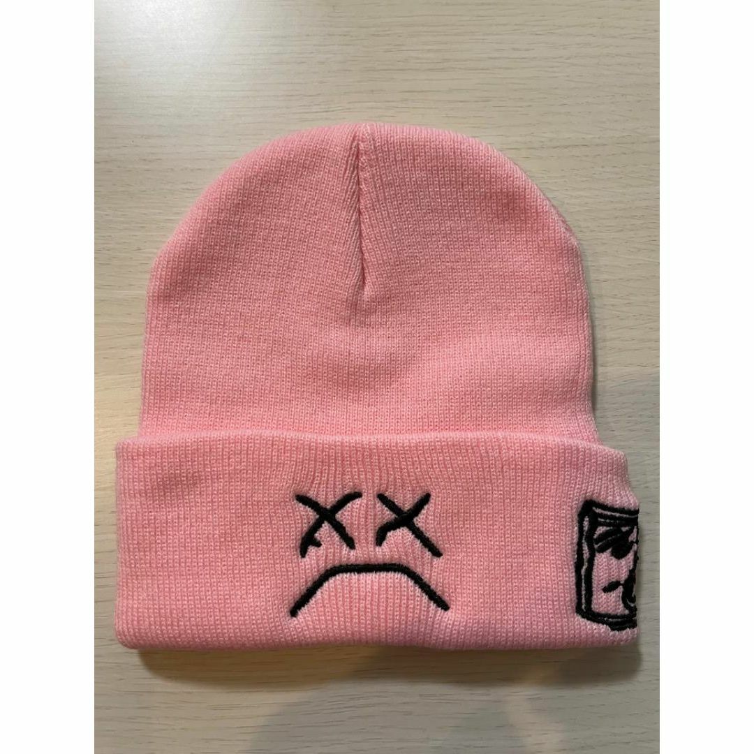 Lil Peep　リル・ピープ　RAP　ビーニー　ニット帽　キャップ　ピンク メンズの帽子(ニット帽/ビーニー)の商品写真