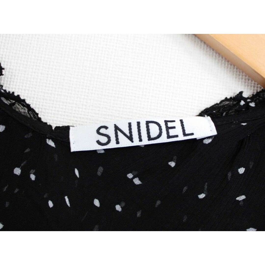 SNIDEL(スナイデル)の●SNIDEL/スナイデル●2021年製/クレープシアーチュニック/ブラウス/Vネック/七分袖 ブラック×ホワイト/黒×白 レディース ONE【中古】春夏 012032 レディースのトップス(チュニック)の商品写真