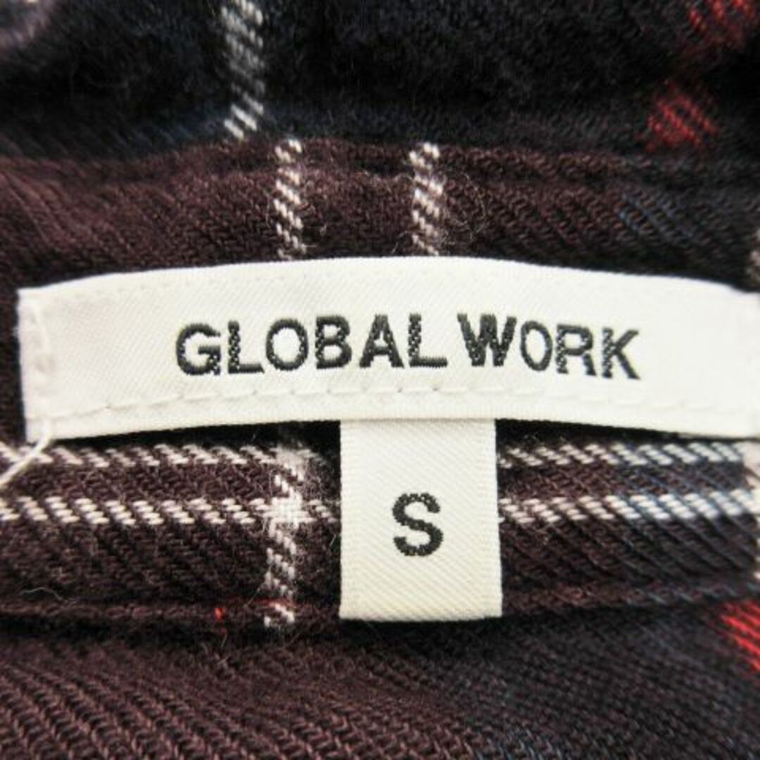 GLOBAL WORK(グローバルワーク)のグローバルワーク ロングチェックシャツ 長袖 S ボルドー 231202MN2R レディースのトップス(シャツ/ブラウス(長袖/七分))の商品写真