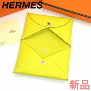 エルメス(Hermes)の☆新品☆HERMES カルヴィ イエロー カードケース #0228s37.(名刺入れ/定期入れ)