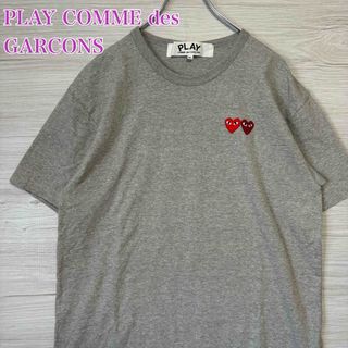 コムデギャルソン(COMME des GARCONS)の【定番デザイン】プレイコムデギャルソン　Tシャツ　ダブルハート　ワンポイントロゴ(Tシャツ/カットソー(半袖/袖なし))