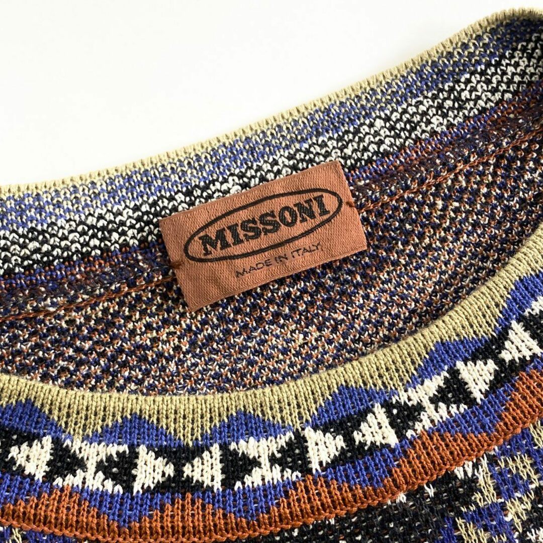 MISSONI(ミッソーニ)の63b13 MISSONI ミッソーニ イタリア製 クルーネック ニット セーター トップス 41 マルチカラー コットン MADE IN ITALY メンズのトップス(ニット/セーター)の商品写真