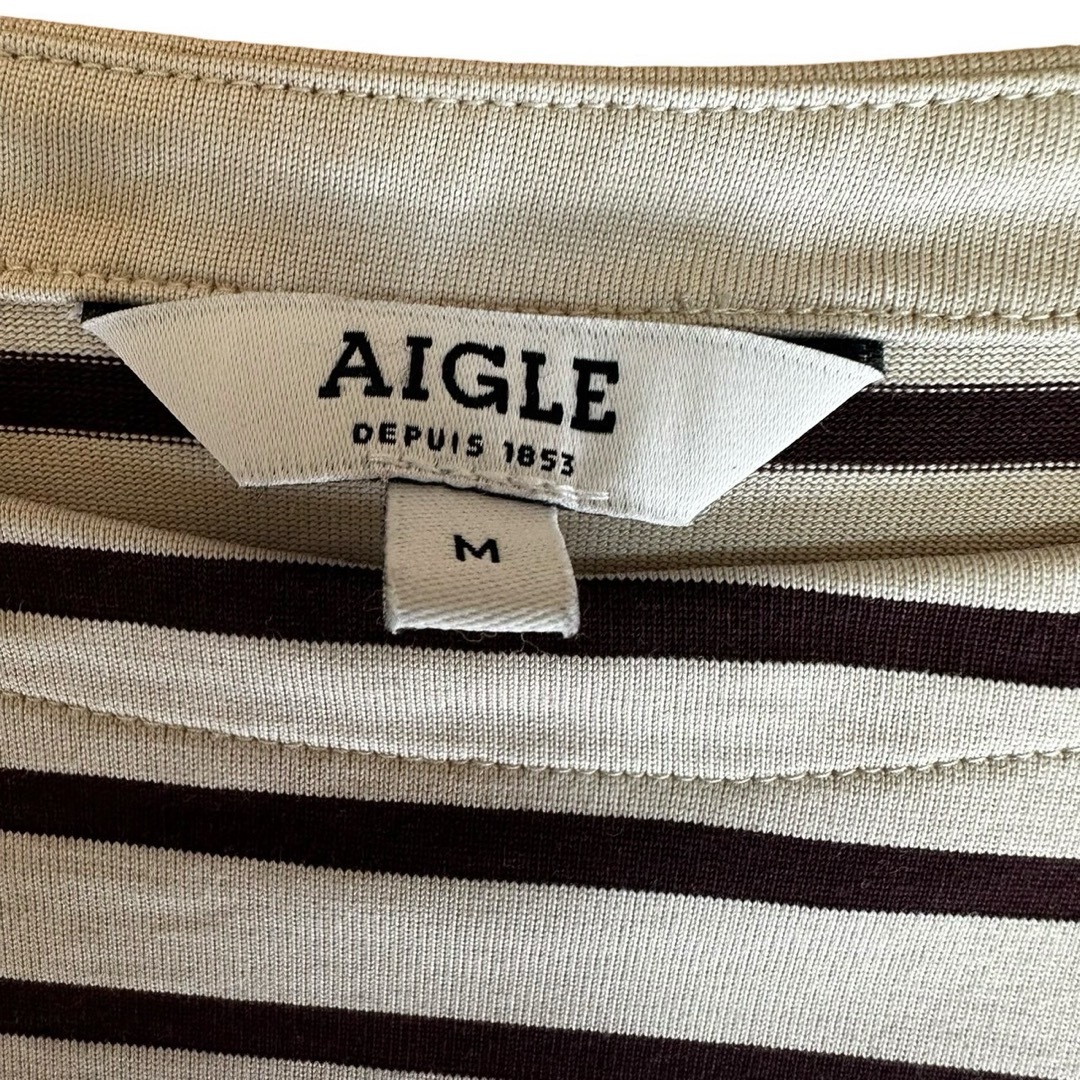 AIGLE(エーグル)の【美品】　トップス　Tシャツ　AIGLE ボーダー　マリン　爽やか　Mサイズ メンズのトップス(Tシャツ/カットソー(半袖/袖なし))の商品写真
