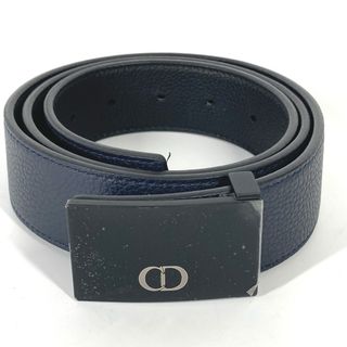 ディオール(Dior)のディオール Dior CD ロゴ バイカラー リバーシブル ベルト レザー ネイビー 美品(ベルト)