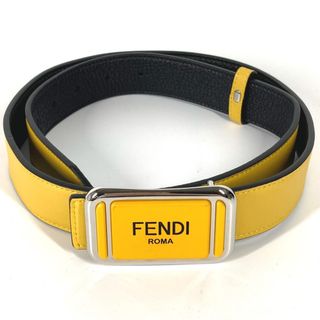 フェンディ(FENDI)のフェンディ FENDI ロゴ 7C0446 リバーシブル バイカラー ベルト レザー イエロー 美品(ベルト)