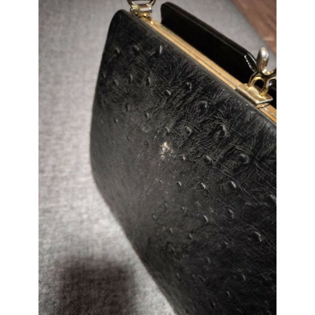 【本革オーストリッチ】 ハンドバッグ ブラック レディースのバッグ(ハンドバッグ)の商品写真