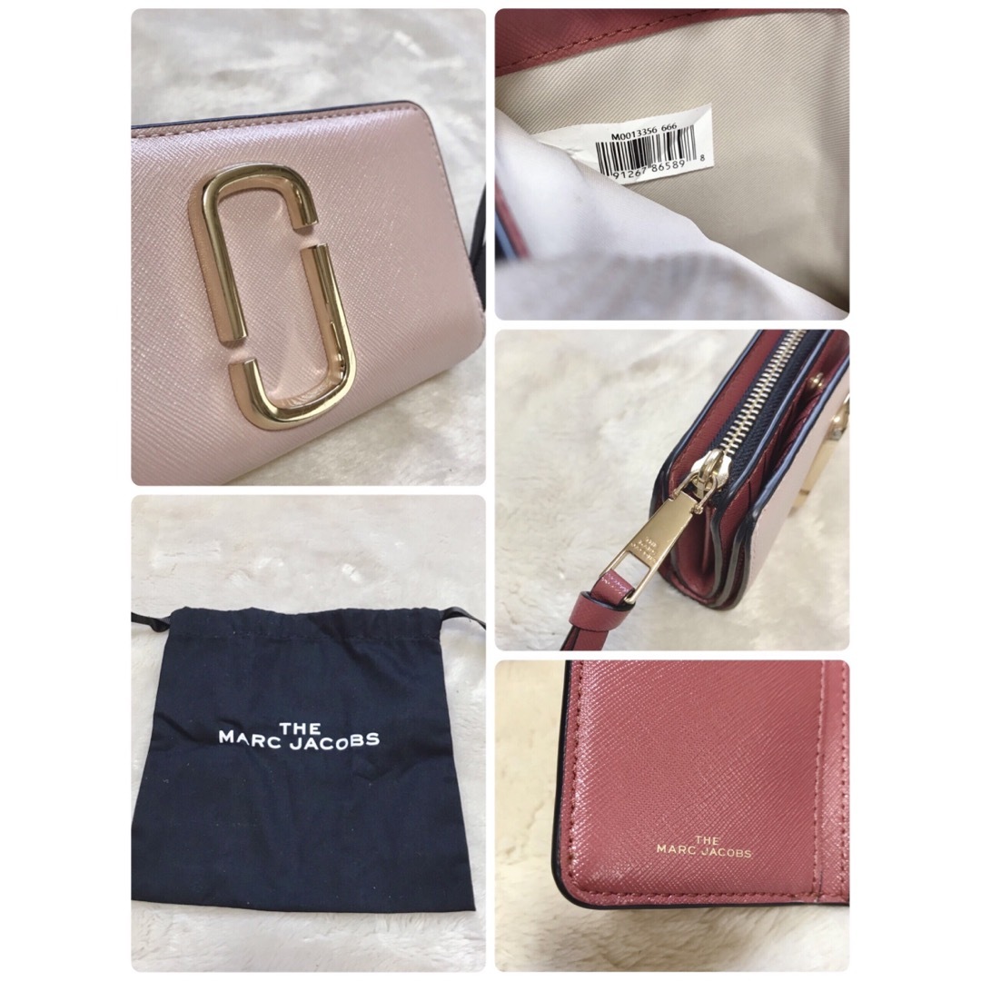 美品 MARC JACOBS ロゴ 二つ折り財布 バイカラー コンパクト レザー 美品 MARC JACOBS ロゴ 二つ折り財布 バイカラー コンパクト レザー