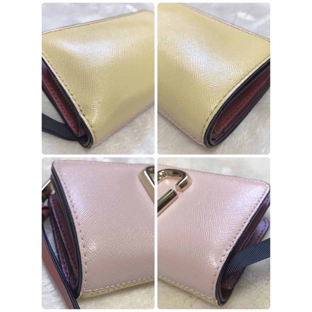 美品 MARC JACOBS ロゴ 二つ折り財布 バイカラー コンパクト レザー 美品 MARC JACOBS ロゴ 二つ折り財布 バイカラー コンパクト レザー