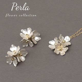 “flora” ネックレス ピアス /イヤリング 花 フラワー シルバー(ネックレス)