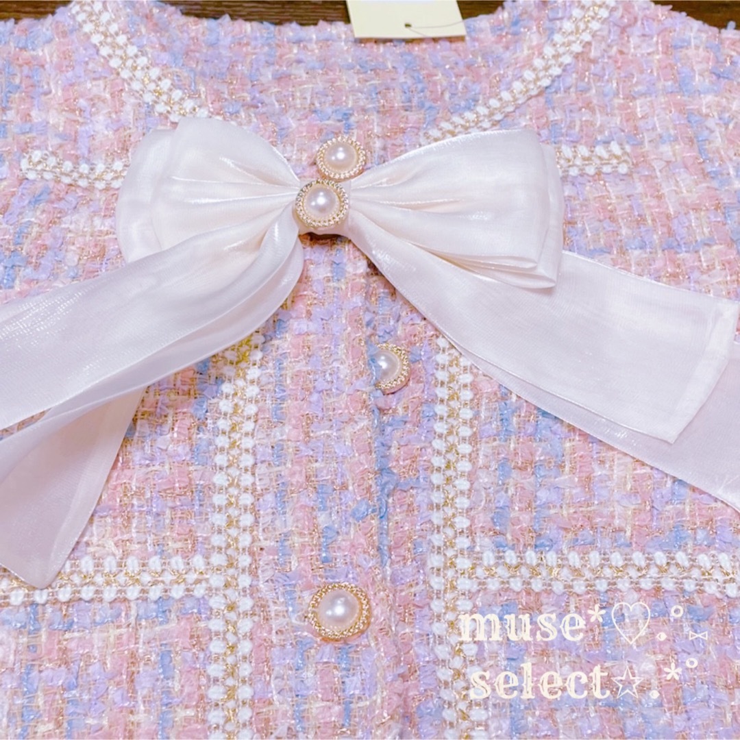 ピンク110cmツイードスーツセットアップ♥入学式 卒園式♥女の子 ピンク110cmツイードスーツセットアップ♥入学式 卒園式♥女の子