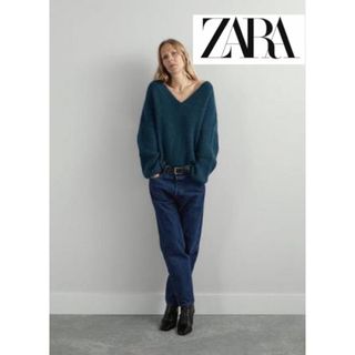 ザラ(ZARA)のZARA バルーン　パフスリーブ　ゆったり　大きめ　オーバーサイズ　Ｖネック(ニット/セーター)