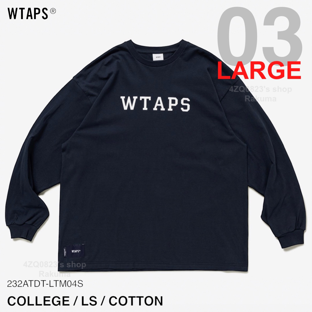 W)taps(ダブルタップス)のWTAPS COLLEGE LS COTTON NAVY ネイビー L メンズのトップス(Tシャツ/カットソー(七分/長袖))の商品写真