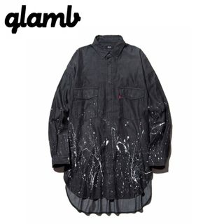 グラム(glamb)のglamb Splash Denim SH スプラッシュデニムシャツ BLACK(シャツ)