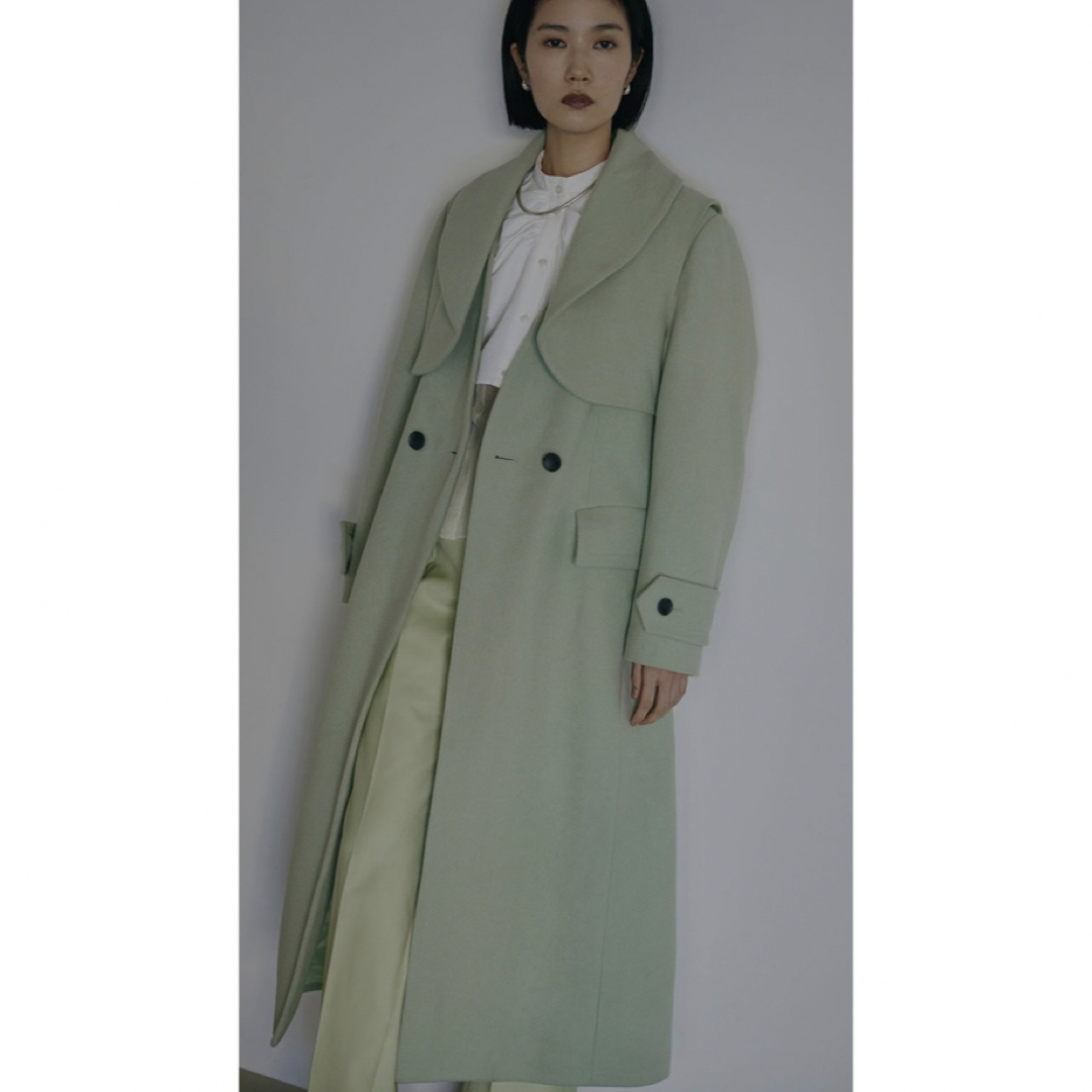 Ameri VINTAGE(アメリヴィンテージ)のUND VEST SET WOOL COAT セージ　コート　ジレ レディースのジャケット/アウター(ロングコート)の商品写真