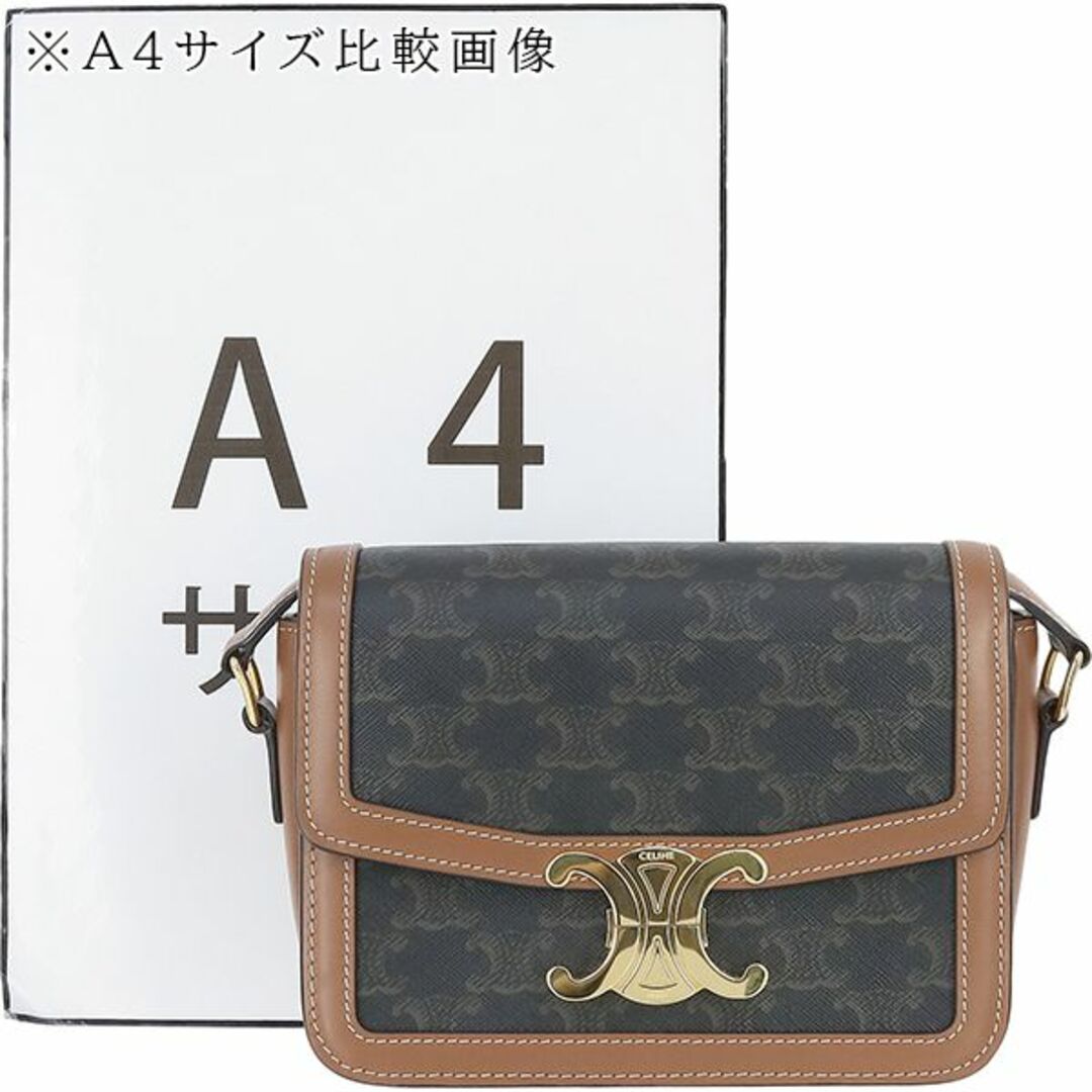 celine(セリーヌ)のセリーヌ ティーン トリオンフバッグ キャンパス ショルダーバッグ ロゴ カーフレザー ブラウン 茶 ゴールド レディース 新品同様 5721 レディースのバッグ(ショルダーバッグ)の商品写真