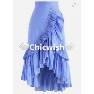 シックウィッシュ(Chicwish)の送料込み‼️かわいい💙Chicwish💙フリルストライプスカート💙(ロングスカート)