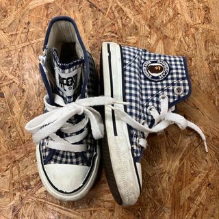 アベイシングエイプ(A BATHING APE)のAPE STA チェックスニーカー　キッズ　bathing ape bape (スニーカー)