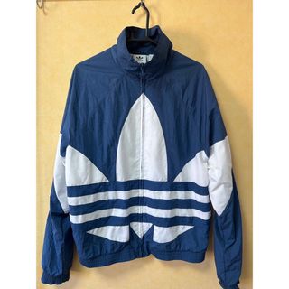 オリジナルス(Originals（adidas）)の☆adidas 青　ビックトレフォイルブルゾンナイロンジャケット　セットアップ(スウェット)