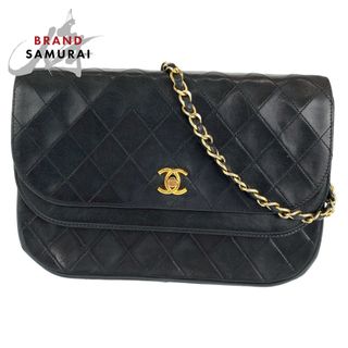 シャネル(CHANEL)のCHANEL シャネル マトラッセ ダブルフラップ ココマーク ターンロック ブラック 黒 ゴールド金具 ラムスキン チェーンショルダーバッグ 肩掛け レディース 404312 【中古】(ショルダーバッグ)