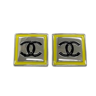 シャネル(CHANEL)のシャネル CHANEL ピアス シルバー イエロー ココマーク スクエア(ピアス)