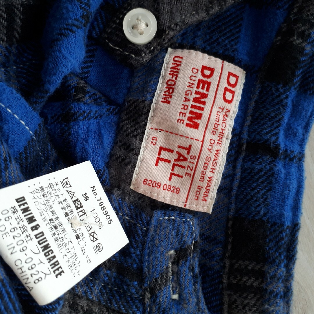 denim dungaree ノーカラー チェック マキシワンピース 02