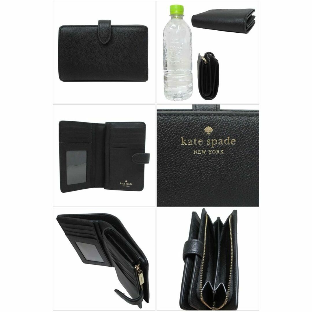 kate spade new york(ケイトスペードニューヨーク)の【新品】ケイトスペード 財布 二つ折り財布 KE596 001(ブラック) kate spade ペブルド レザー エルシー ミディアム コンパクト バイフォールド ウォレット アウトレット レディース レディースのファッション小物(財布)の商品写真