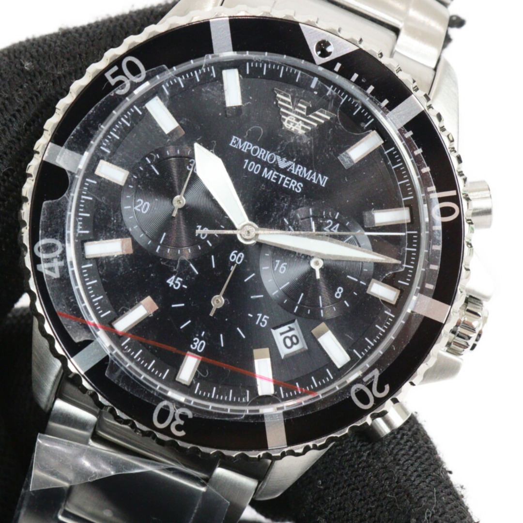 Emporio Armani(エンポリオアルマーニ)のEMPORIO ARMANI　エンポリオ　アルマーニ　AR11360　クオーツ　クロノグラフ　デイト　SS　ブラック　メンズ　腕時計　プレゼント包装　ギフト【中古】松前R56号店 メンズの時計(腕時計(アナログ))の商品写真