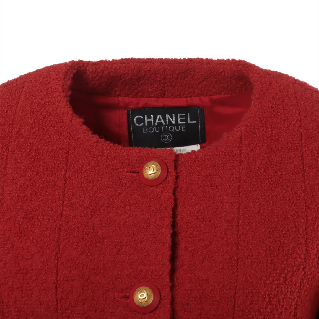 CHANEL(シャネル)のシャネル ココボタン シルク×ウール 36 レッド レディース その他アウ レディースのジャケット/アウター(その他)の商品写真