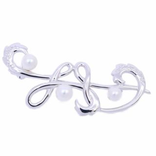 ミキモト(MIKIMOTO)の【美品】MIKIMOTO ミキモト リーフモチーフ ブローチ シルバー/パール3粒(ブローチ/コサージュ)