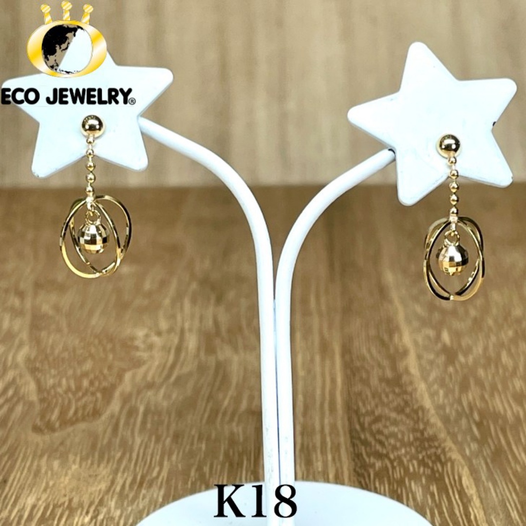 キラキラ・可愛い！K18 ミラーボール デザイン ピアス 1.11g M1682 レディースのアクセサリー(ピアス)の商品写真