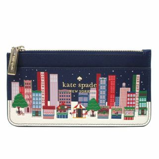 ケイトスペードニューヨーク(kate spade new york)の【新品】ケイトスペード カードケース KE696 960 (ネイビー系マルチ) kate spade ウィンター ワンダース レザー ラージ スリム カード ホルダー アウトレット レディース(パスケース/IDカードホルダー)