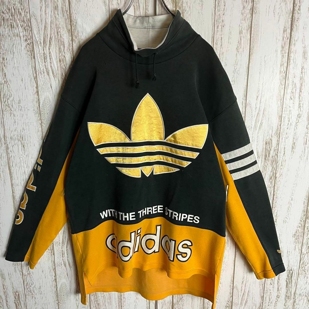 adidas(アディダス)の【希少デザイン】90sアディダス デサント製 ハイネック 刺繍ロゴスウェット メンズのトップス(スウェット)の商品写真