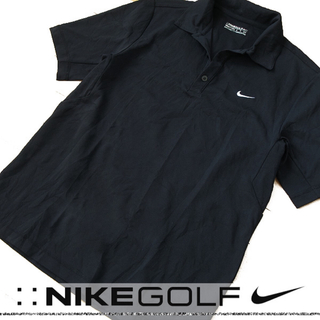 ナイキ(NIKE)の美品 S ナイキゴルフ NIKE GOLF メンズ 半袖ポロシャツ ブラック(ウエア)