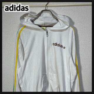 adidas トラックジャケット　Lサイズ　パイル　ベロア　ネイビー×ホワイト
