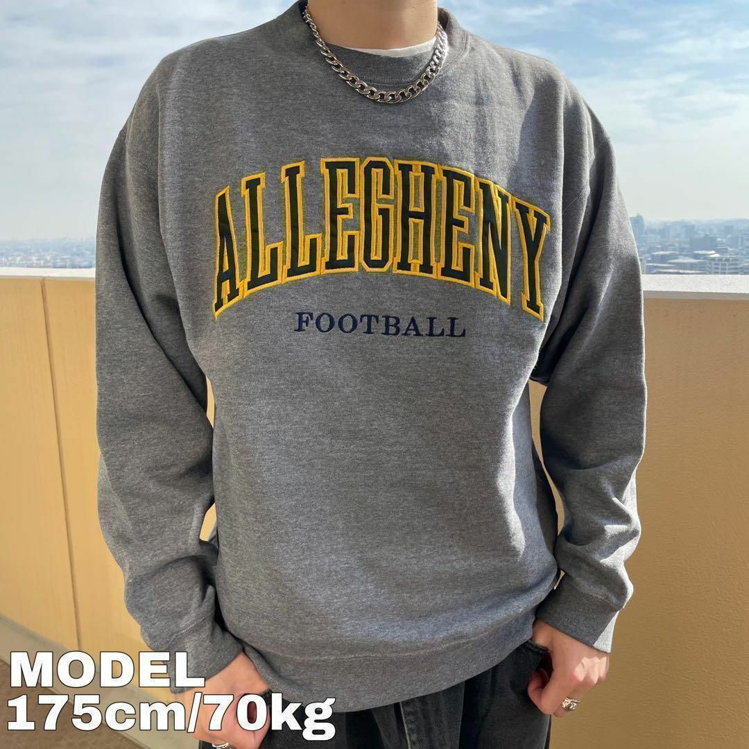 アレゲニー大学 アーチロゴ刺繍スウェット XL グレー イエロー 紺 カレッジ メンズのトップス(スウェット)の商品写真