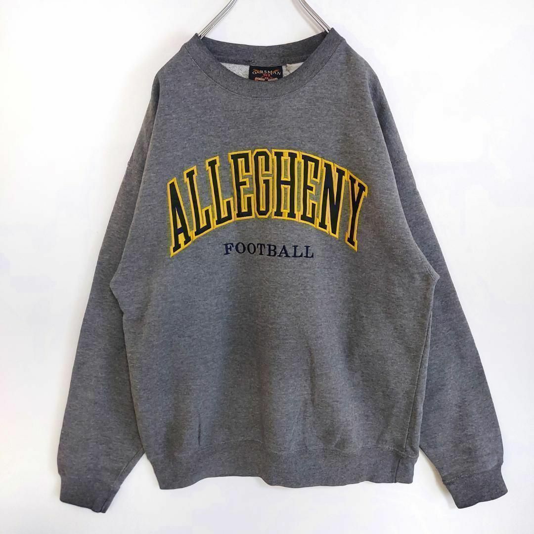 アレゲニー大学 アーチロゴ刺繍スウェット XL グレー イエロー 紺 カレッジ メンズのトップス(スウェット)の商品写真