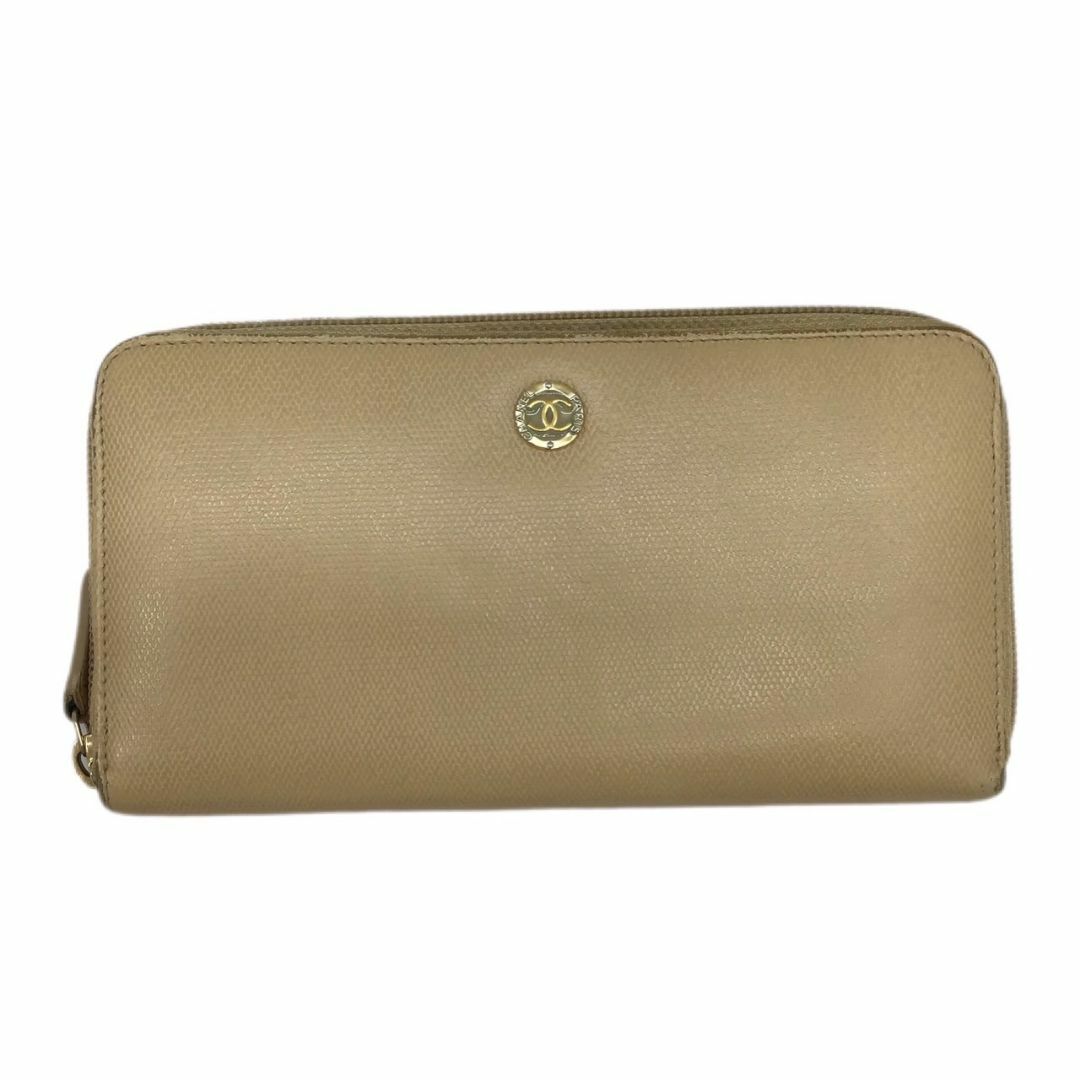 CHANEL シャネル ラウンドファスナー ベージュ ゴールド金具 CHANEL シャネル ラウンドファスナー ベージュ ゴールド金具