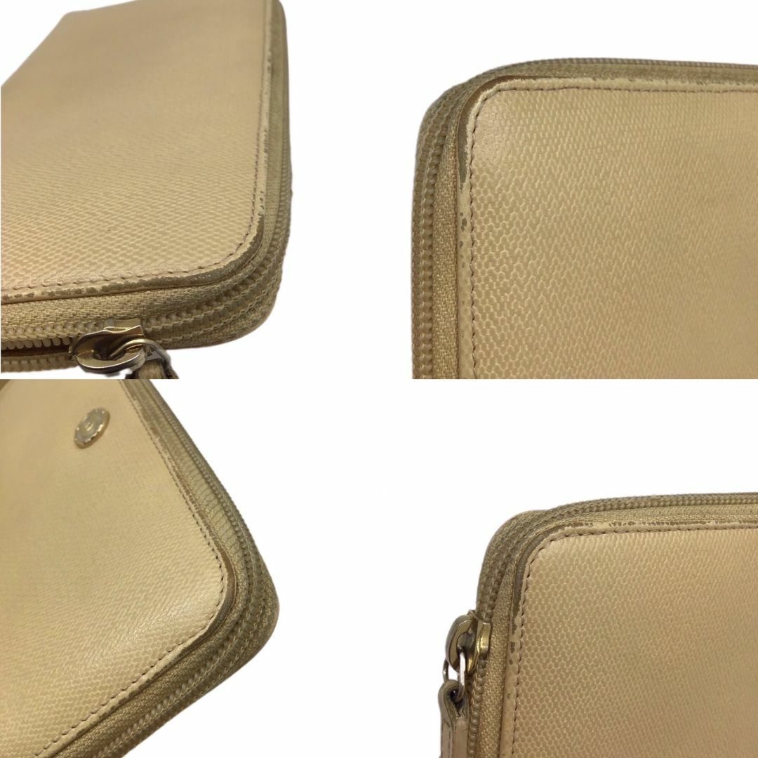 CHANEL シャネル ラウンドファスナー ベージュ ゴールド金具 CHANEL シャネル ラウンドファスナー ベージュ ゴールド金具